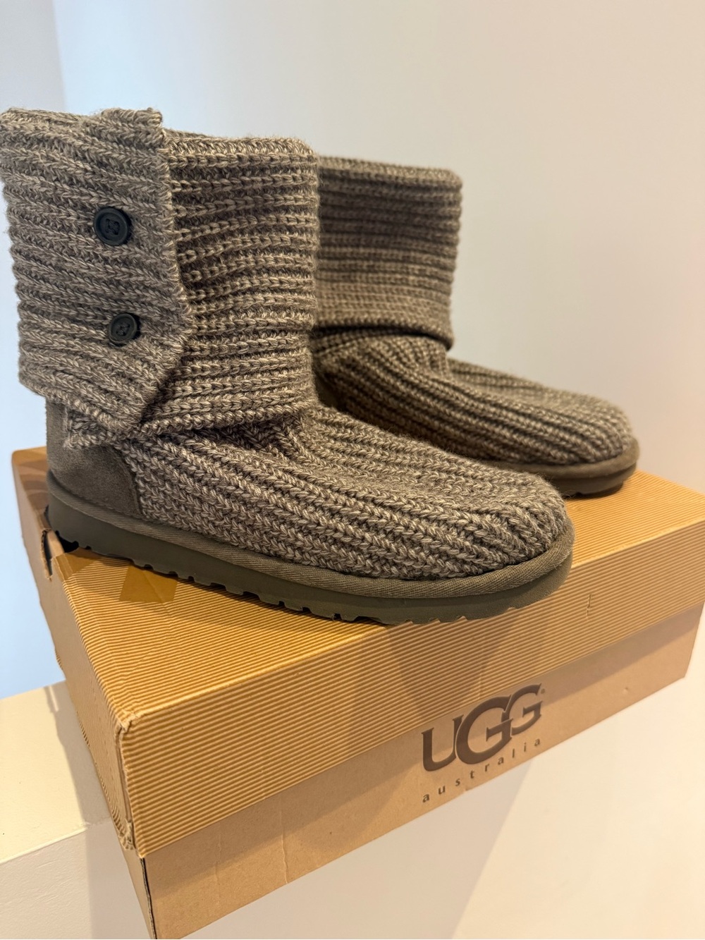 UGG Classic Cardy Knit Button Boot - Gray